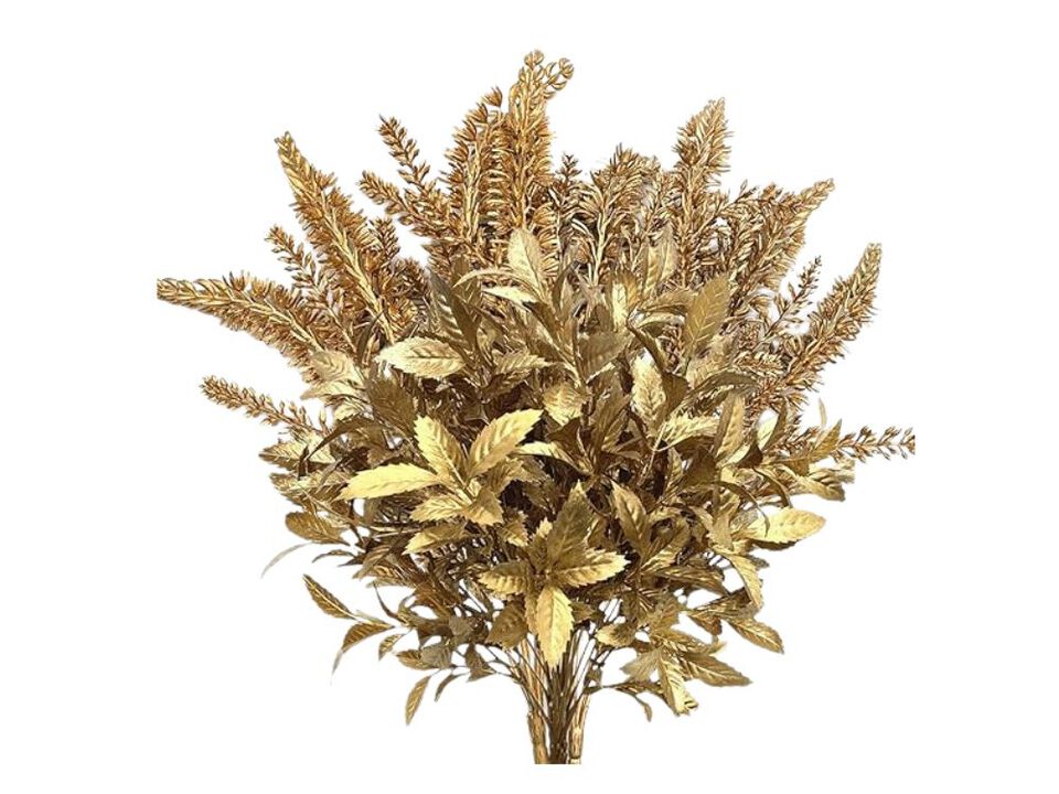 4 Pack Gold Artificial Grass Stems Outdoor Garden Porch Decor