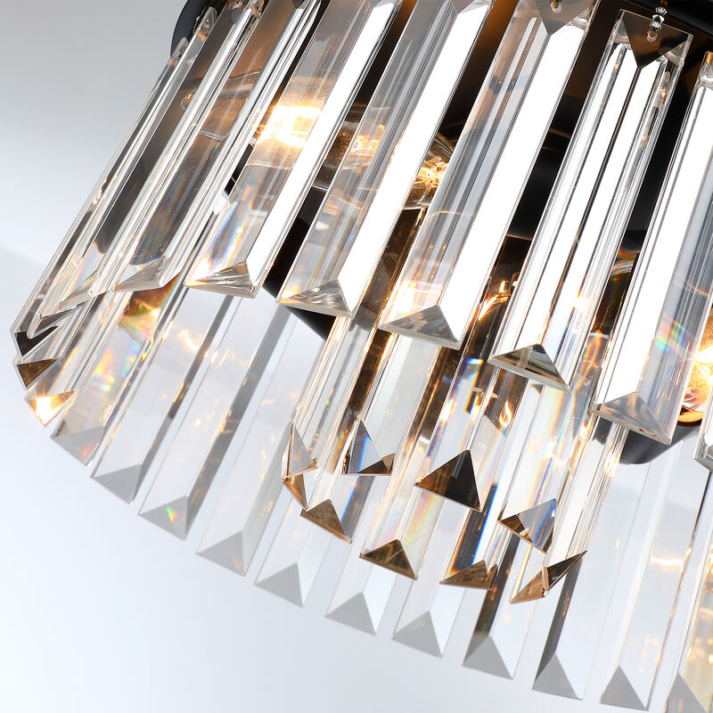 12 in. Modern Glam 3-Light Dimmable Crystal Flush Mount Ceiling Light image number 7