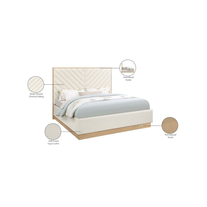 Meridian Furniture Casa Cream Vegan Leather Queen Bed