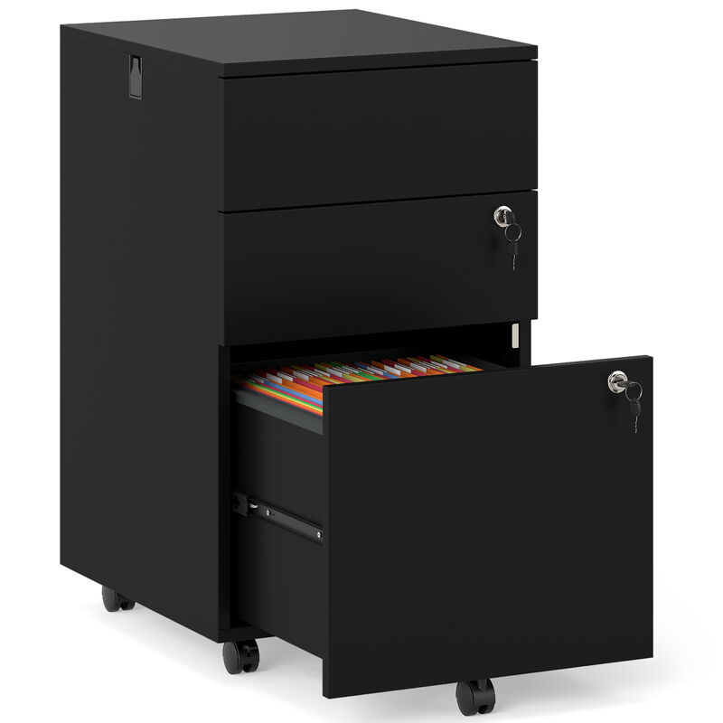 Mobile 3-Drawer File Organizer, Locking Cabinet for Letter Legal A4 image number 3