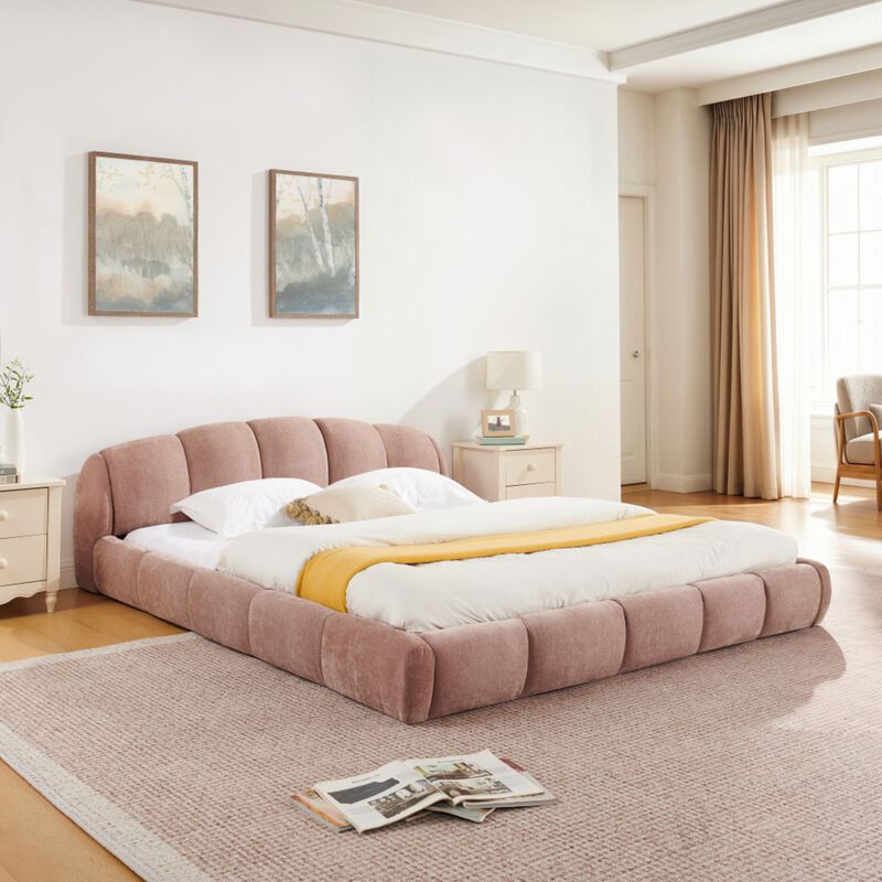 Nefjad Chenille Upholstered Platform Bed Frame image number 2