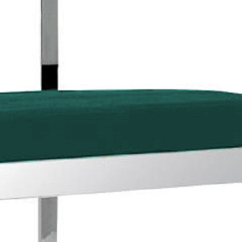 Hivvago 26 Inch Green and Silver Velvet and Stainless Steel Low Back Counter Height Bar Chair