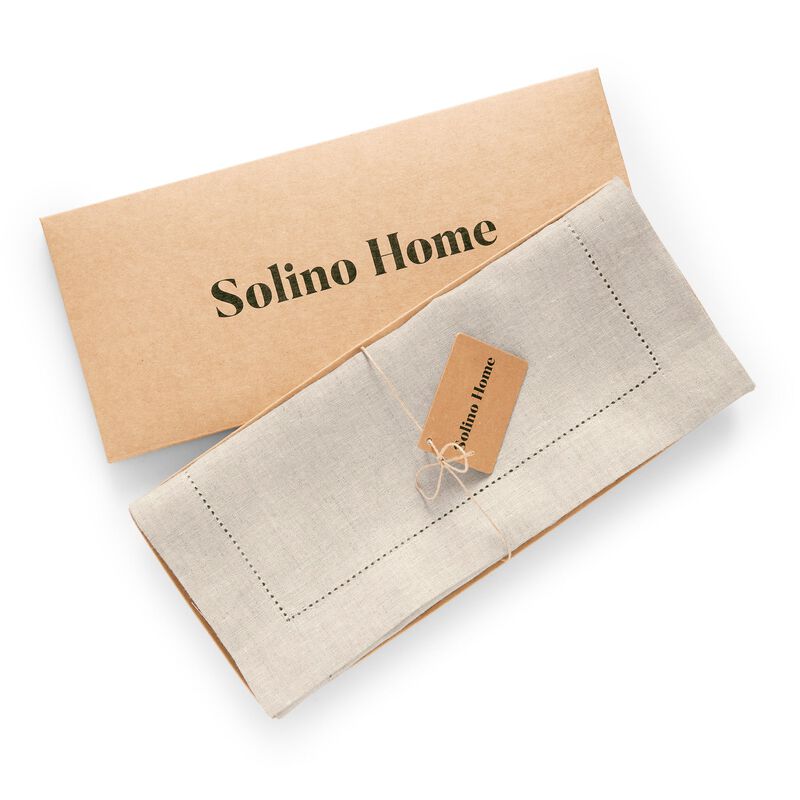 Solino Home Medium Weight Hemstitch 100% Linen Table Runner &ndash; Handcrafted, Machine Washable, Perfect for Holiday and Everyday Dining