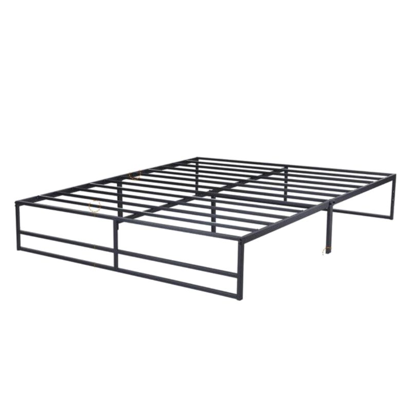 Hivvago Queen Size Black Metal Platform Bed Frame with Under-Bed Storage Space
