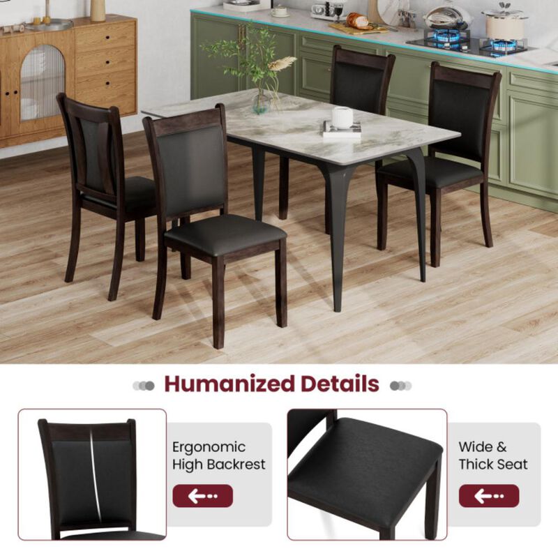 Hivvago Dining Chairs Set of 2 Faux Leather Upholstered Kitchen Side Chairs with Padded Seat