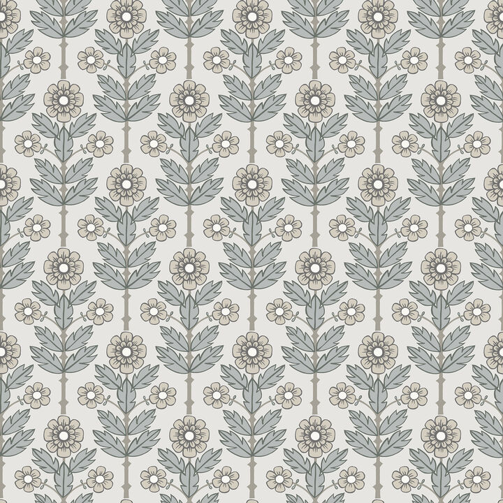 Aya White Floral Wallpaper