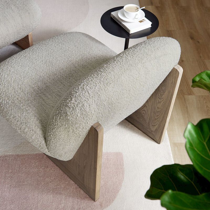 Loyal Boucle Fabric Accent Chair and Ottoman Set image number 9