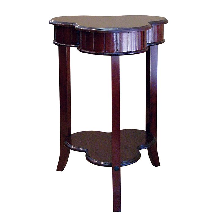 Homezia 28" Brown Solid And Manufactured Wood Free Form End Table With Shelf