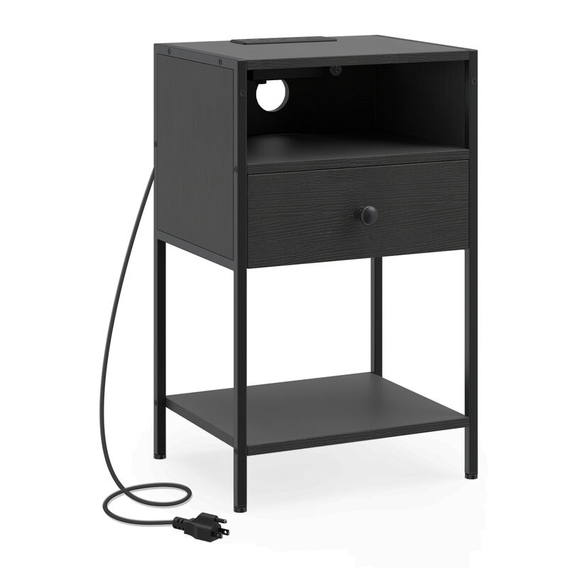 Modern Nightstand with Charging Station, USB Ports and Electrical Outlets image number 0