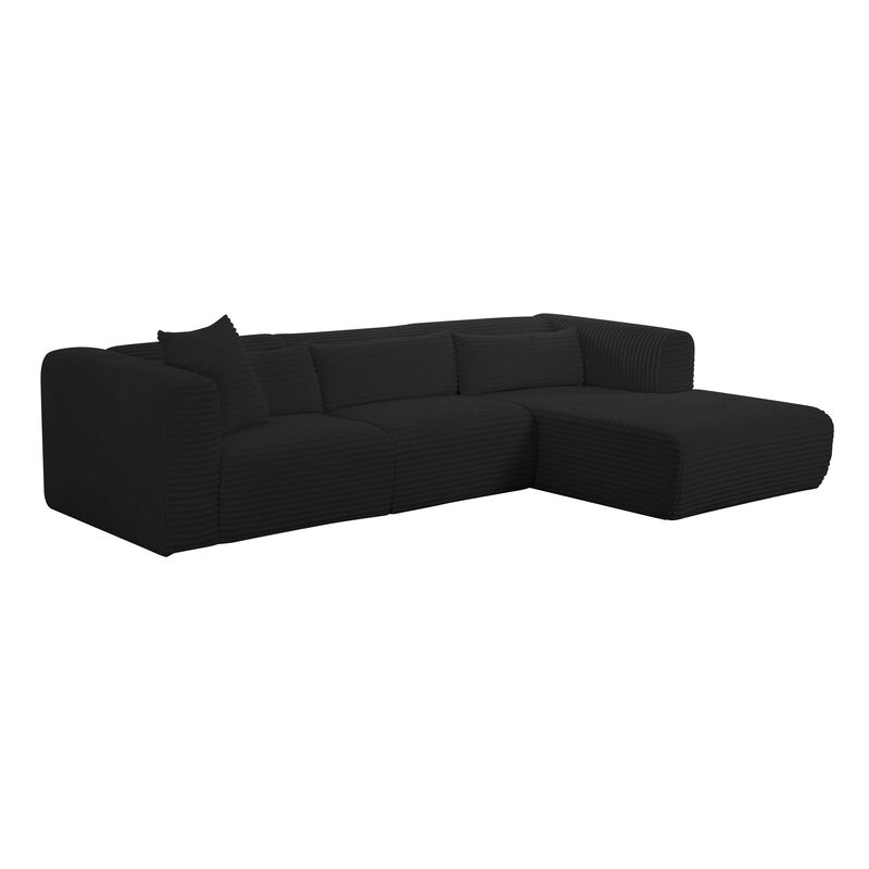 Tarra Fluffy Oversized Black Corduroy Modular RAF Sectional image number 0