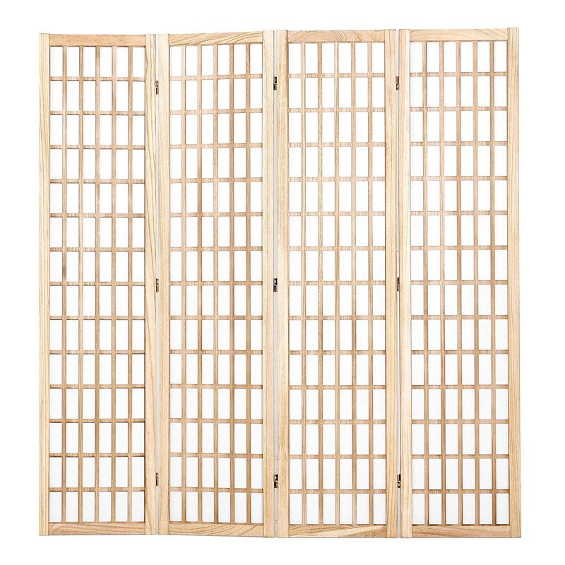 Natural 4 Panel Folding Room Divider Privacy Screen for Bedroom Office image number 0