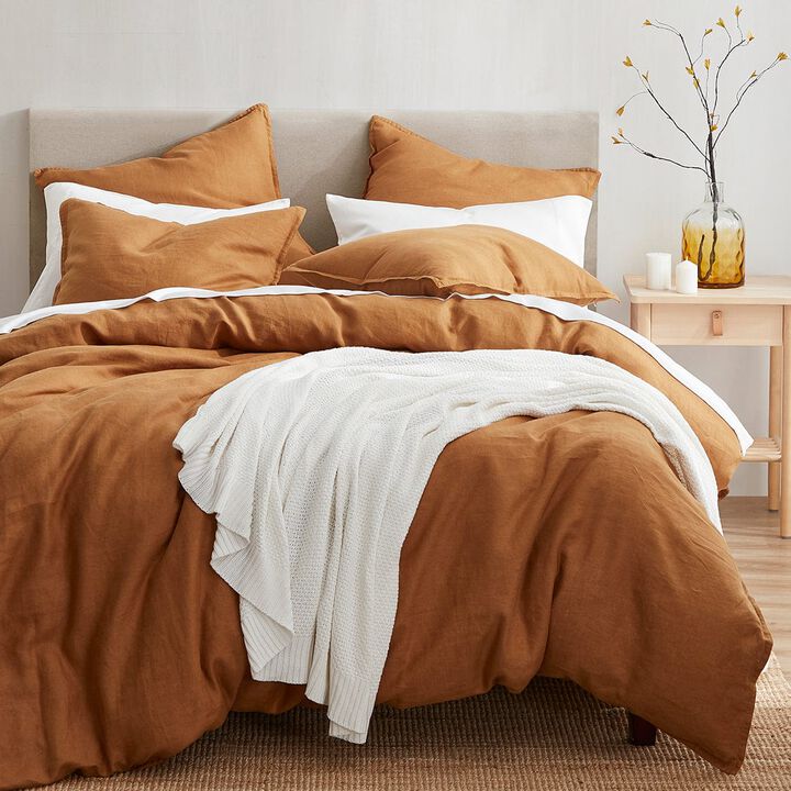 French Flax Linen Queen Duvet Cover Set