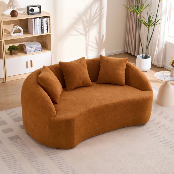 Whisen 65" Chenille Loveseat, 2-Seat Modular Sofa with 3 Pillows for Living Room, Apartment, Office