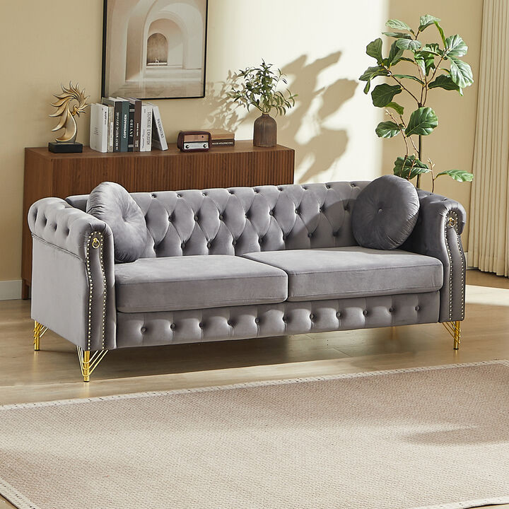 Wapces 82-Inch Velvet Chesterfield sofa