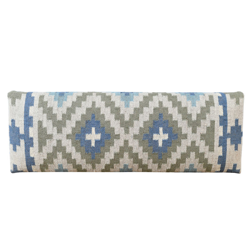 Elaris Geometric Jute and Wool  Upholstered Accent Bench image number 4