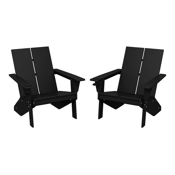 WestinTrends Outdoor HDPE Modern Adirondack Chair with Cup Holder (Set of 2)