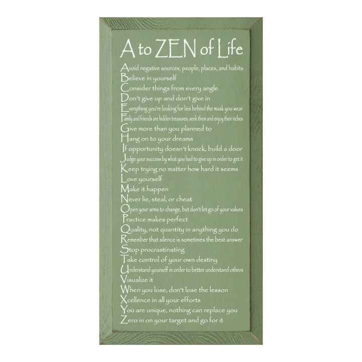 A to ZEN of Life Funny Zen Quote Wooden Wall Sign
