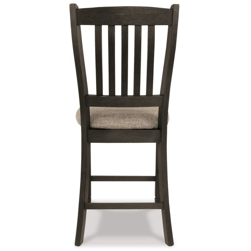 Trekk Counter Height Chair Set of 2, Slatted Back, Black Polyester