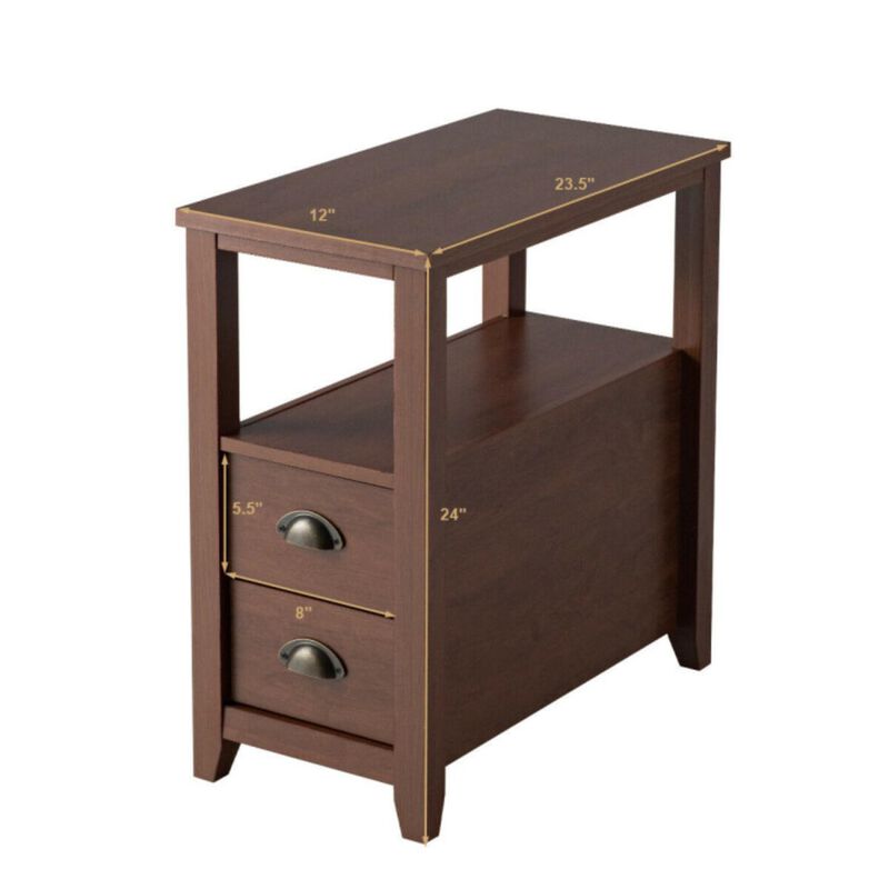 Hivvago 2 Pieces Wooden Bed-side Nightstand Set with 2 Drawers