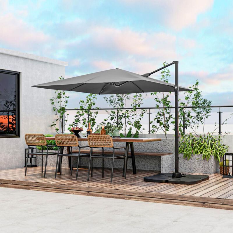 Hivvago 9.5 Feet Square Patio Cantilever Umbrella with 360&deg; Rotation image number 1