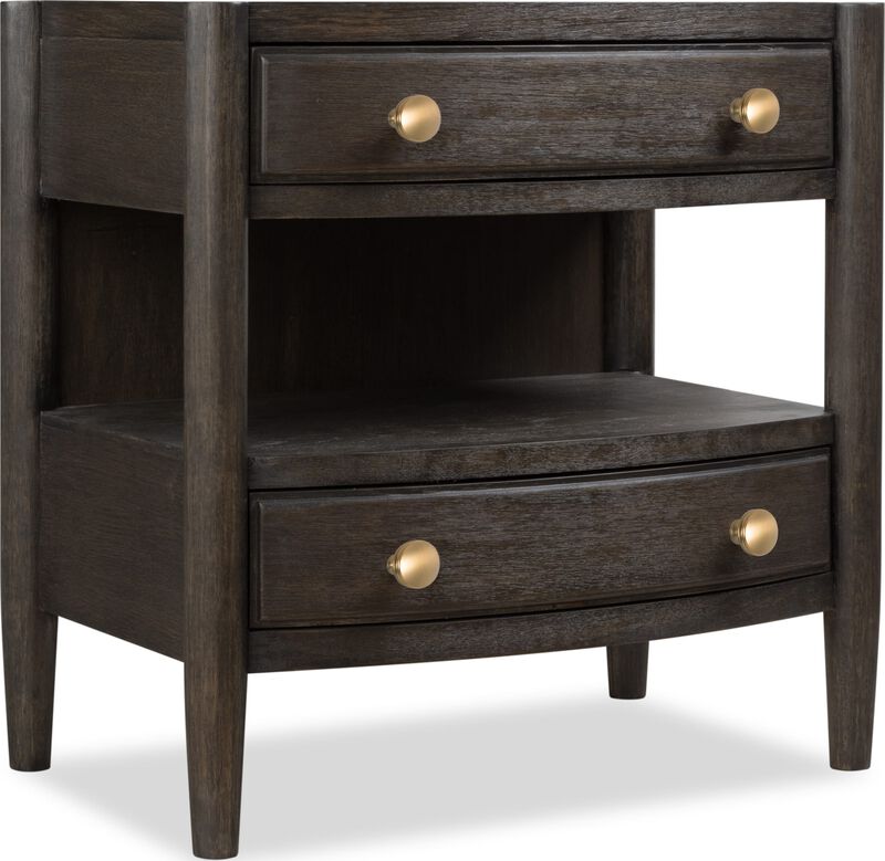 Rockport Two Drawer One Shelf Oak Wood Nightstand in Yin