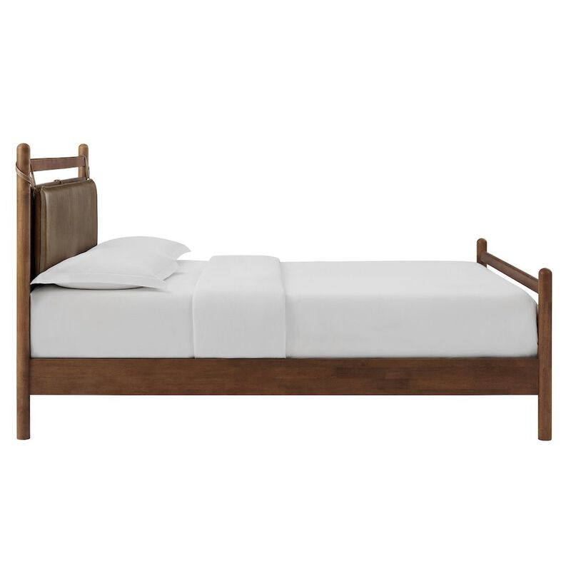Leni Queen Size Vegan Leather and Wood Platform Bed Frame image number 5
