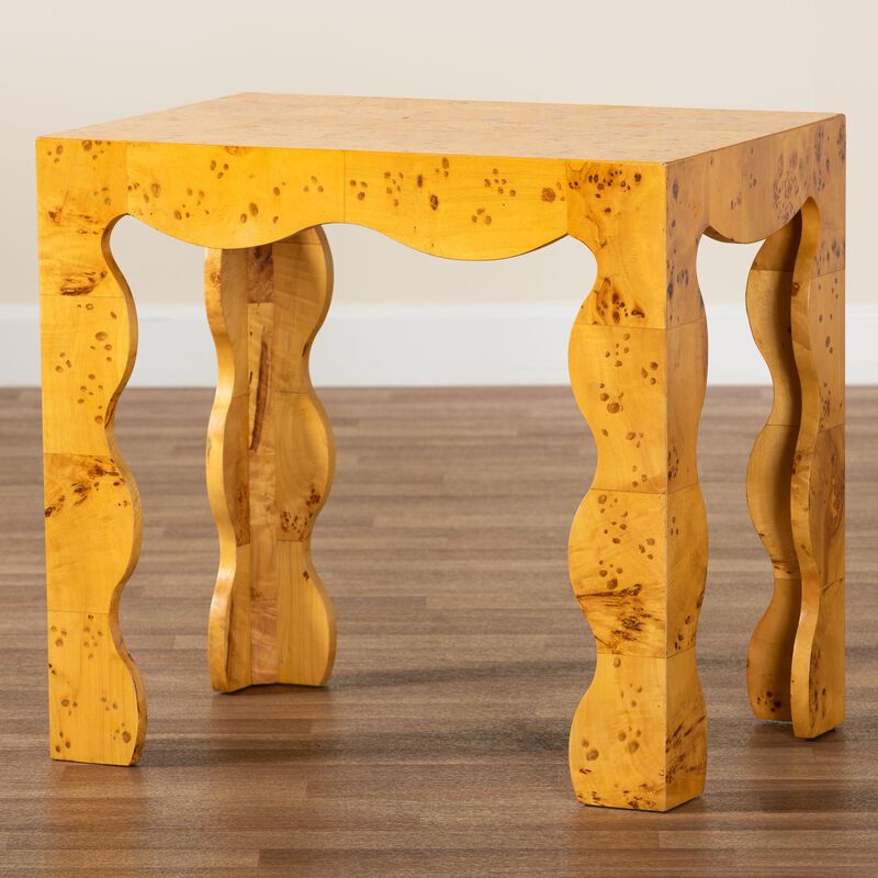 bali & pari Huxley Modern and Contemporary Natural Real Burl Wood End Table