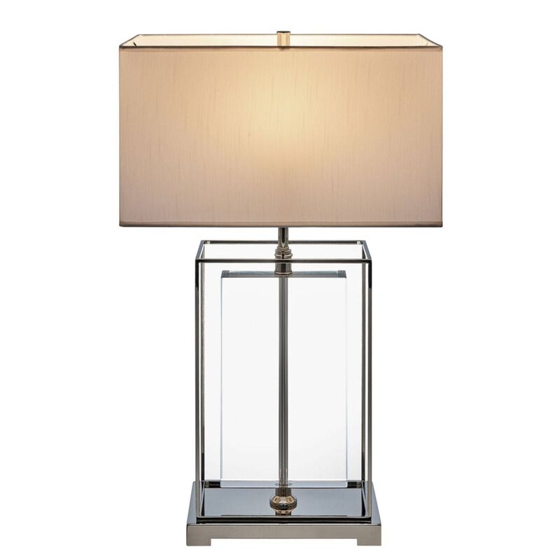 Rectangular Table Lamp Chrome Metal LED Light