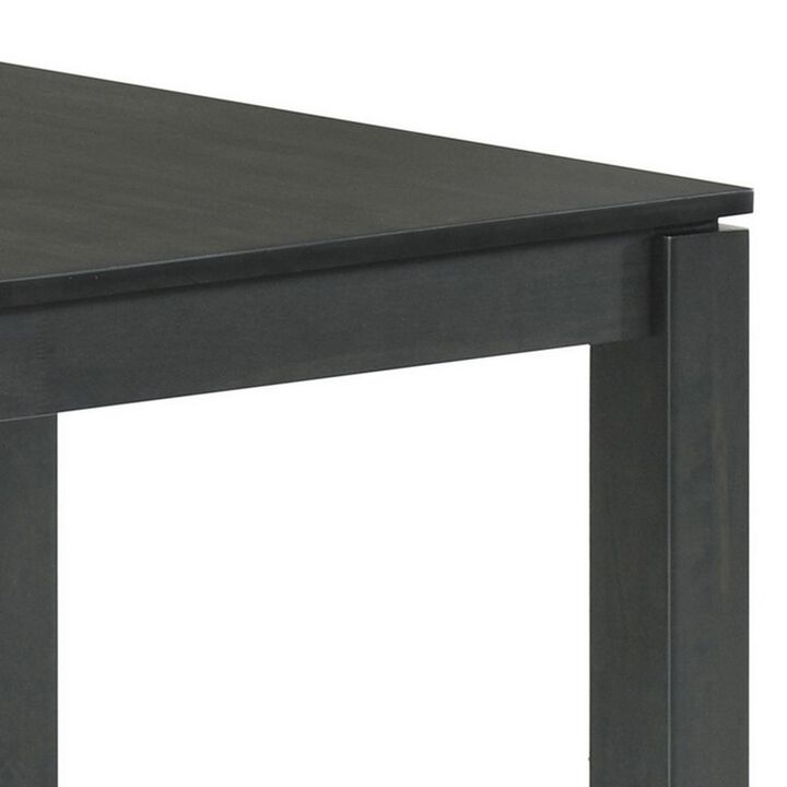 63-83 Inch Extendable Dining Table, Self Store Butterfly Leaf, Black Finish - Benzara