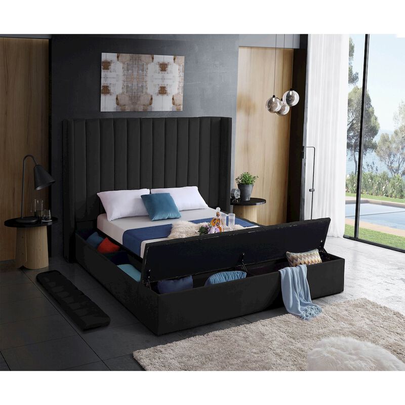 Meridian Furniture Kiki Black Velvet King Bed