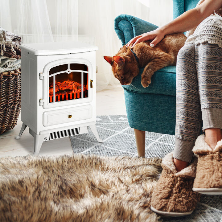 22" Electric Fireplace Heater, Freestanding Fireplace Stove with Realistic LED Flames and Overheating Protection