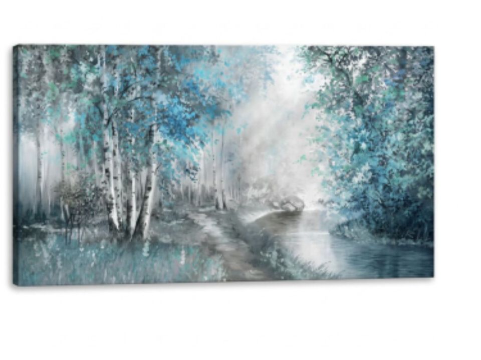 Canvas Wall Art Large Blue Decor Living Room Forest Botanical Landscape Arts