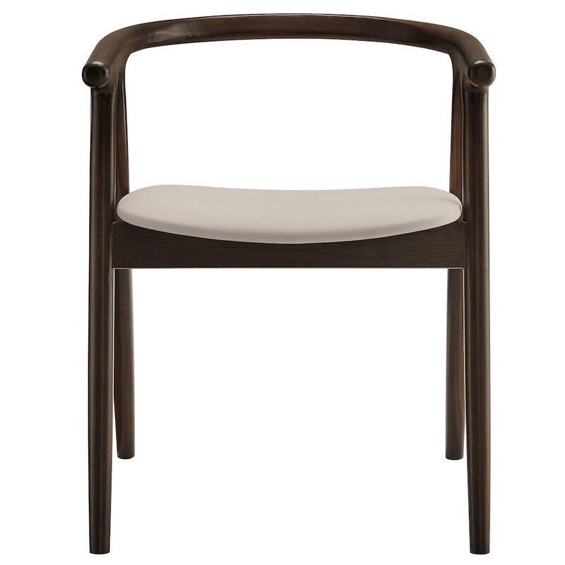 Modway Henry Solid Wood Curved Back Dining Chair in Black &ndash; Single Wood Dining Chair with Faux Leather Upholstered Seat &ndash; Modern Dining Room Armchair or Accent Chair image number 5