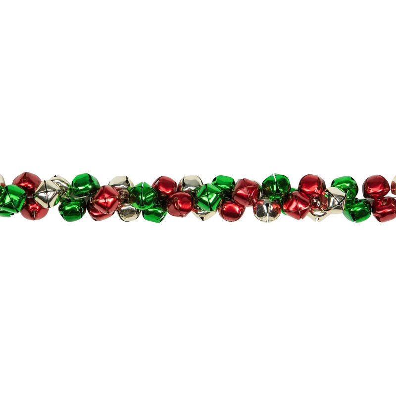 5' Red  Green and Gold Jingle Bell Christmas Garland image number 3