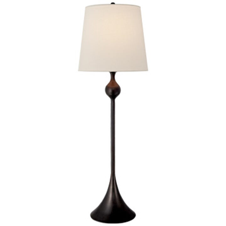 Dover Buffet Lamp in Aged Iron with Linen Shade