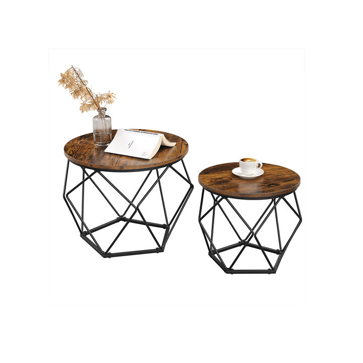 Modern Round Coffee Table Set &ndash; 2-Piece Nesting Tables with Durable Steel Frame for Contemporary Interiors
