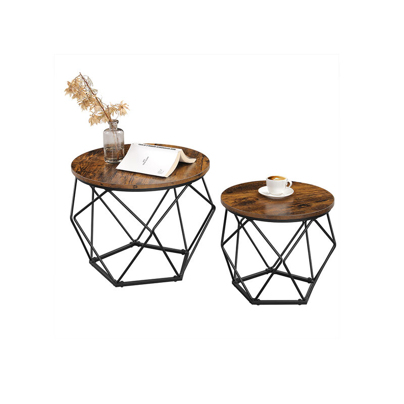 Modern Round Coffee Table Set &ndash; 2-Piece Nesting Tables with Durable Steel Frame for Contemporary Interiors