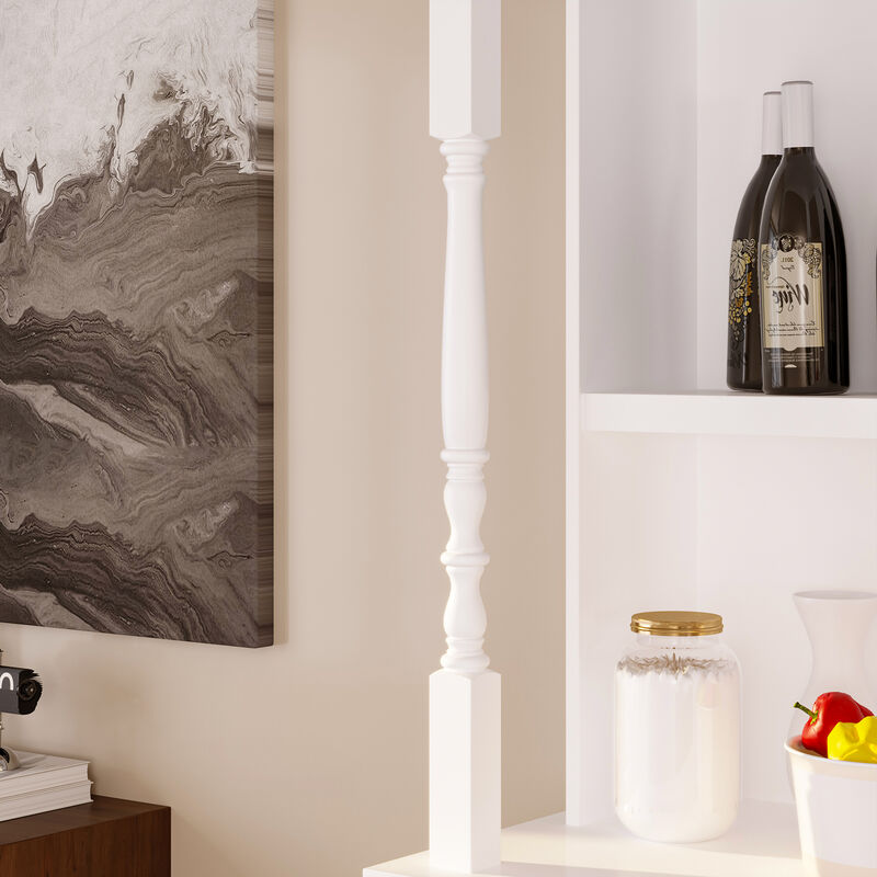 FUFU&GAGA Modern Storage Cabinet with Drawer and 4 Open Shelves, Versatile Kitchen Organizer or Serene Shrine (21.4 in. W x 18.4 in. D x 70.9 in. H), White