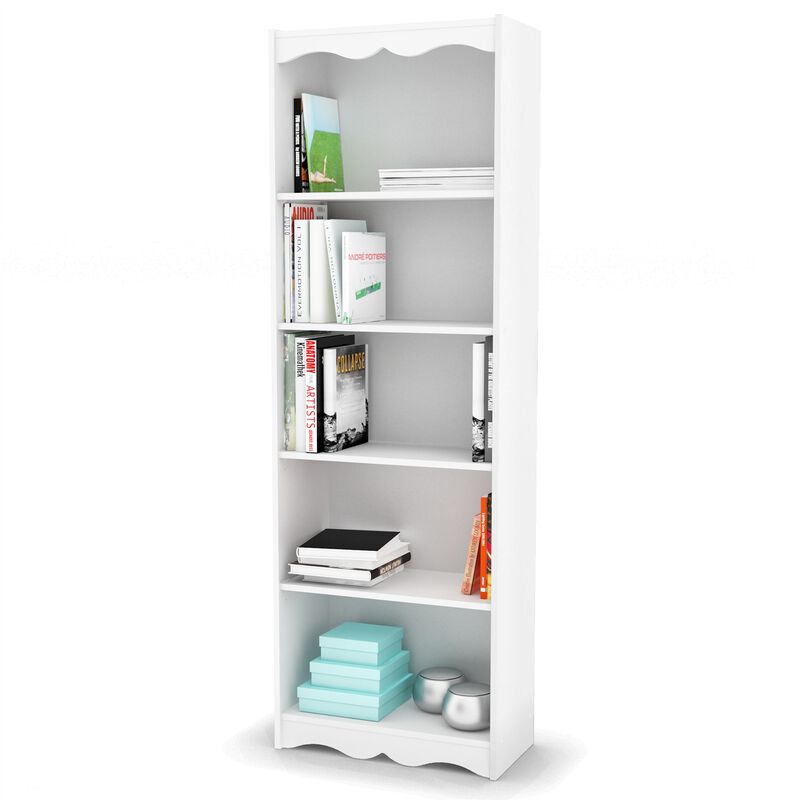 Hivvago White 72-inch High Bookcase with Soft Arches and 5 Shelves