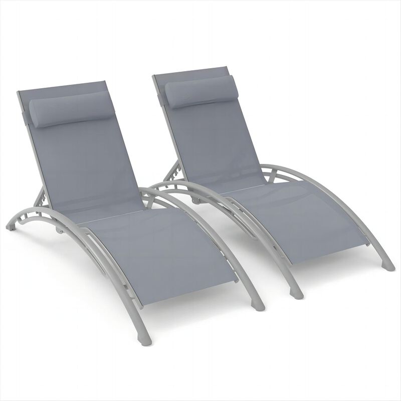 Streamdale 2 Outdoor Chaise Lounge Chairs with Adjustable Backrest