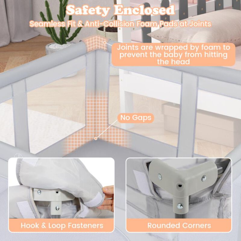 Hivvago Large Baby Playpen BPA-Free Foldable Toddlers Safety Fence Play Yard with Zipper Gate