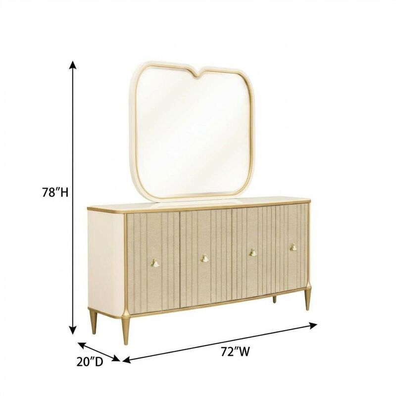 Michael Amini Scotts Square Sideboard with Wall Mirror - Light Champagne image number 4