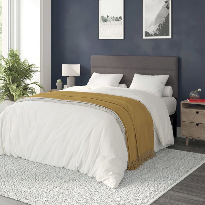 Flash Furniture Queen Channel Stitched Fabric Upholstered Headboard, from 44.5" to 57.25" - Gray image number 5