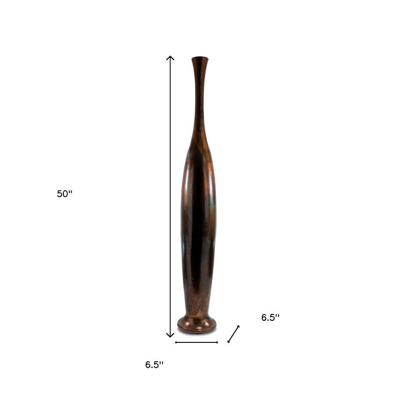 Hivvago 50 Inch Burnished Brown Aluminum Floor Vase