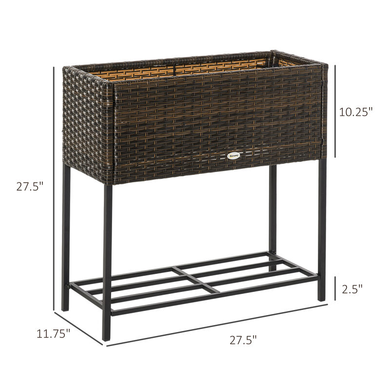 Hivvago Wicker Raised Garden Planter with Rack Shelf image number 2