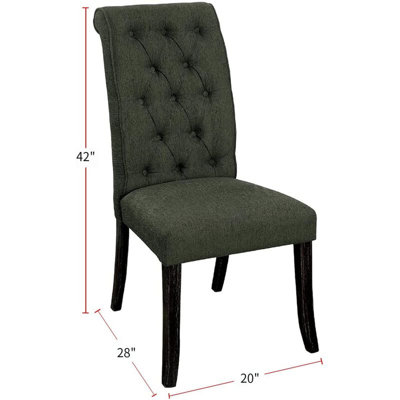 Streamdale Gray Fabric Tufted Dining Chairs Set