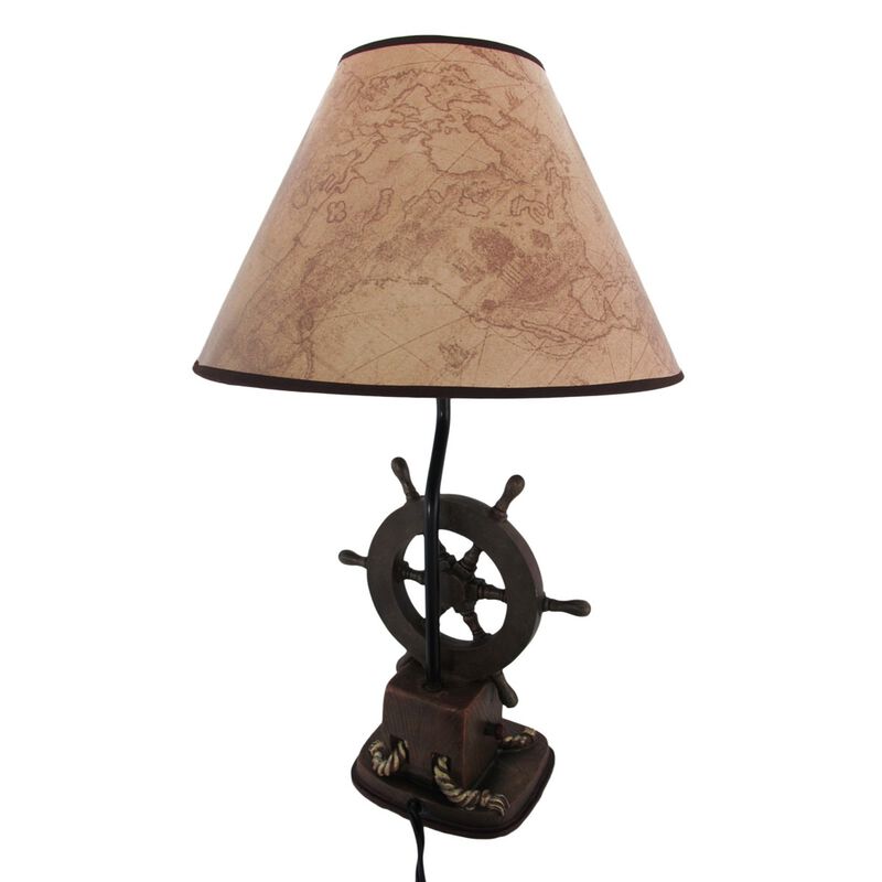 Captains Destiny Ships Wheel Nautical Boat Table Lamp Anchor Shade image number 2