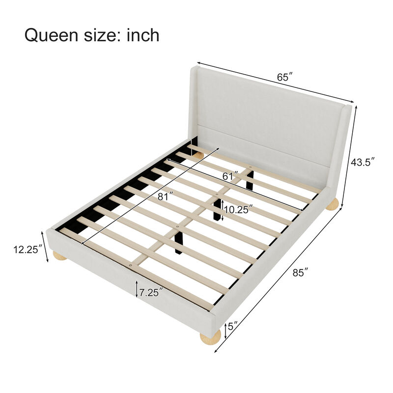 Merax Modern Velvet Upholstered Platform Bed image number 5