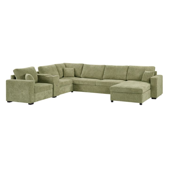 Guftem Modern 5‑Seat U‑Shaped Chenille Sectional Sofa