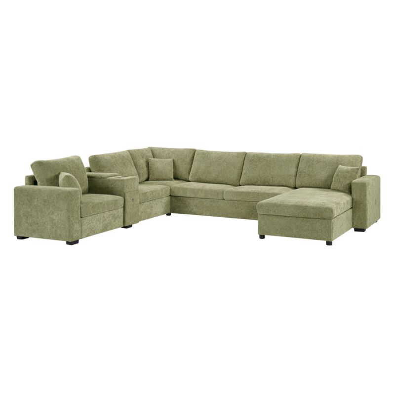 Guftem Modern 5‑Seat U‑Shaped Chenille Sectional Sofa image number 0